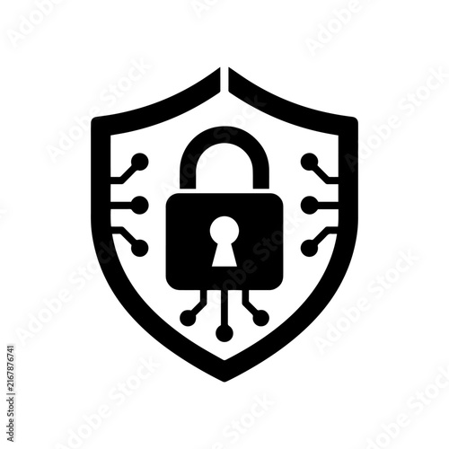 Cybersecurity Shield with Circuit Lock Icon