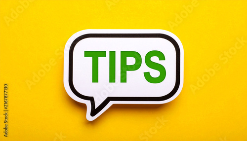 Tips Speech Bubble Isolated On Yellow Background