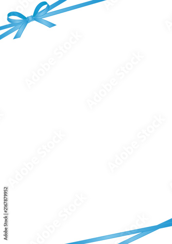 Blue ribbon bow diagonal straight line A4 vertical background