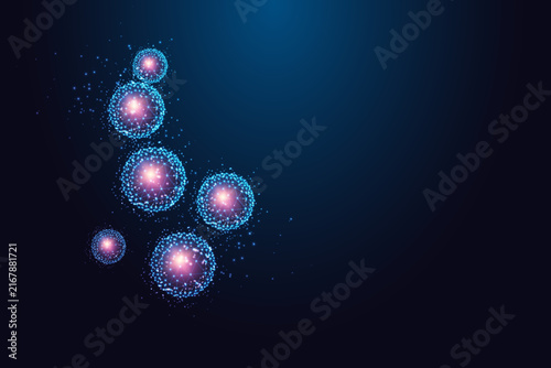 Glowing Stem Cells Neural Pluripotent Cell Biology Regenerative Medicine Blue Polygonal Vector
