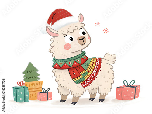 Cute Christmas Llama