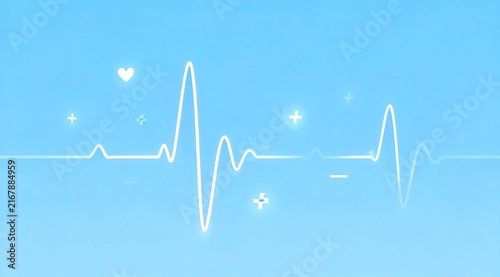 Healthcare Presentation Background with Subtle ECG Lines, Medical Cross and Elegant Light Tones