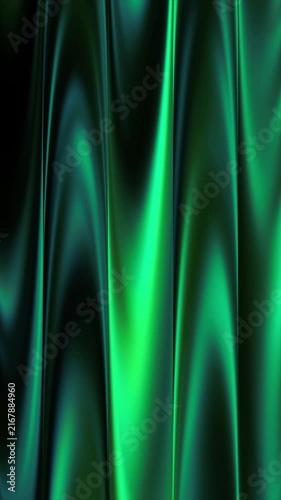 Abstract Green Liquid Gradient Motion Background, Flowing Glass Waves with Neon Light and Smooth Futuristic Texture