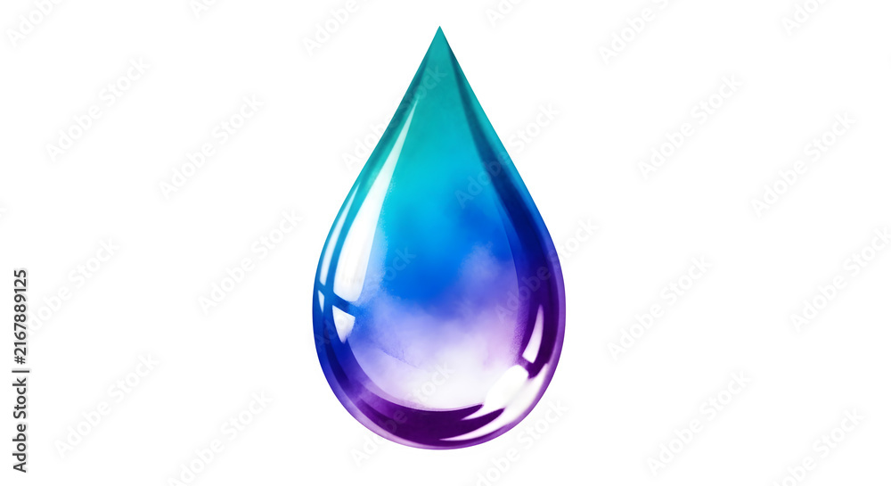 Fototapeta premium Vibrant Gradient Water Drop Graphic Illustration Isolated on a Transparent Background for Modern Digital Design Projects