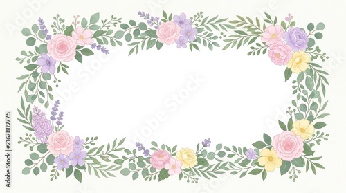 A floral arrangement with pink, purple, and yellow flowers and green leaves on a white background.