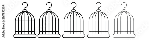 Bild auf Leinwand Collection of simple black outline bird cages isolated on white background