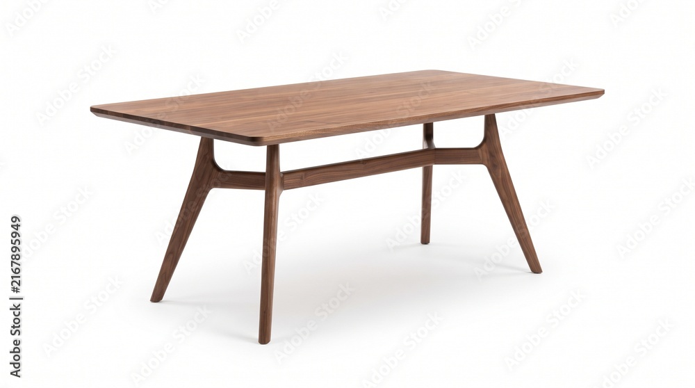 Fototapeta premium Natural Wooden Table with Minimalist Design Isolated on White Background