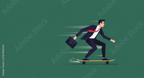 Skateboarding executive a vector illustration of modern business efficiency