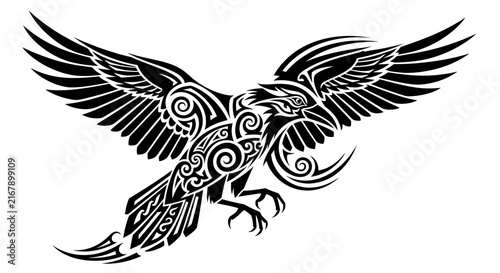Black and white eagle tattoo design.