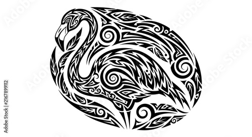 Black Swan with Tribal Tattoo Design.