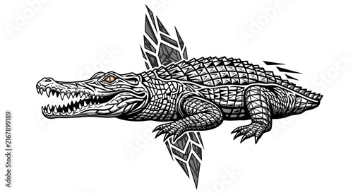Large Crocodile with Open Mouth.