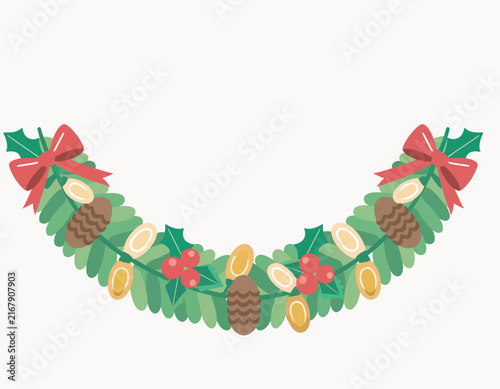Colorful floral wreath with green foliage and red flowers.