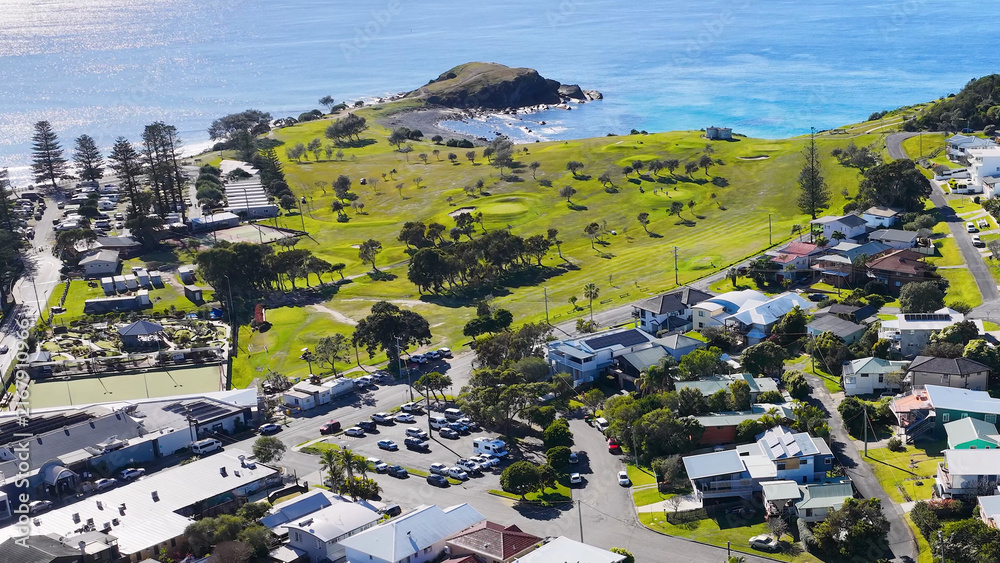 Fototapeta premium Aerial View of Crescent Head Suburbia and Coastal Headland
