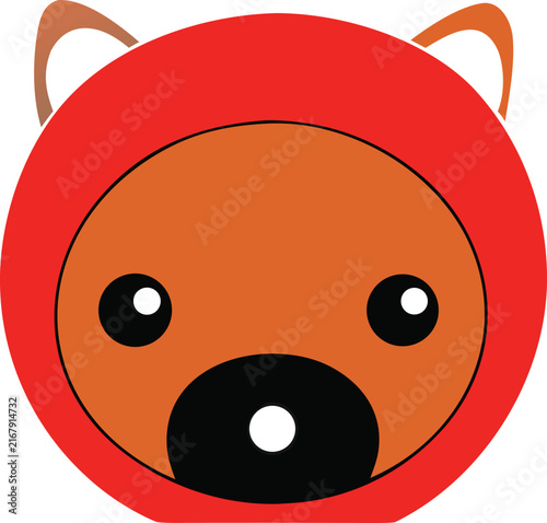 Red animal mascot head with simple circular design and cute features.