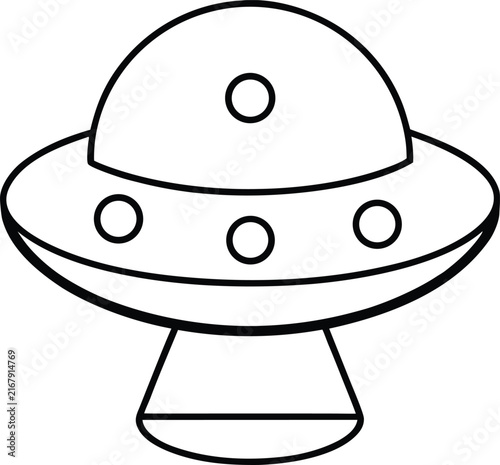 Ufo saucer aircraft illustration for outer space science fiction concept.