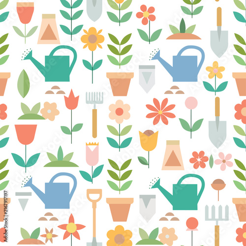 Colorful geometric pattern with floral and leaf shapes.