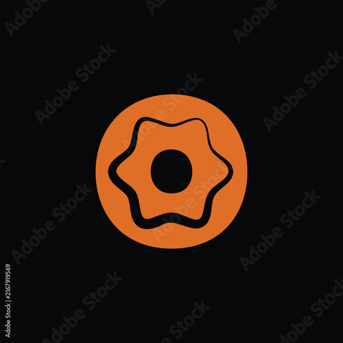 Orange gear icon with black star shape for industrial machinery settings