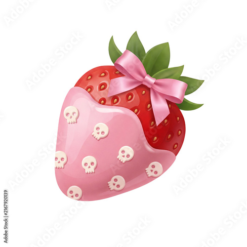 Coquette Halloween Chocolate Dipped Strawberry with Skulls and Bow