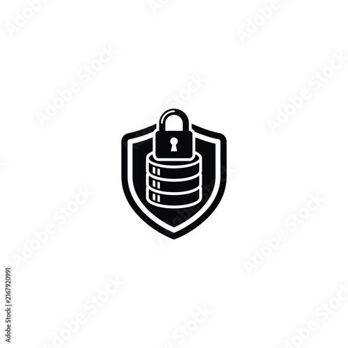 Digital security shield icon with padlock symbolizing cyber protection and data safety