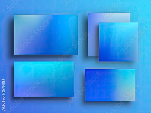 Floating Translucent Blue Rectangles on Soft Gradient Background.