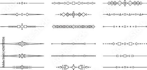 Elegant collection of vector line ornaments and dividers with geometric details for artistic compositions.