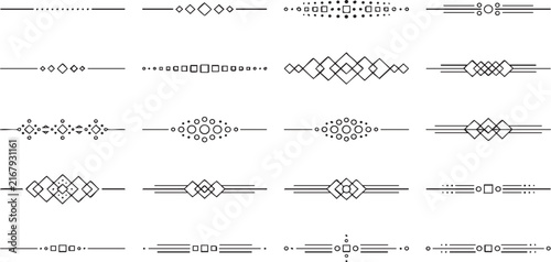 Comprehensive set of professional line dividers featuring complex geometric shapes and layered strokes for modern website UI or high end publication layout design.