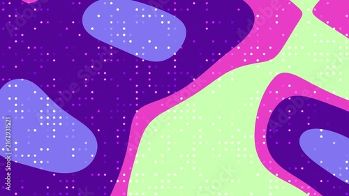Abstract liquid fluid waves background in deep purple, vibrant pink, light lime green, and blue with pixel dot grid pattern, modern geometric digital overlay backdrop