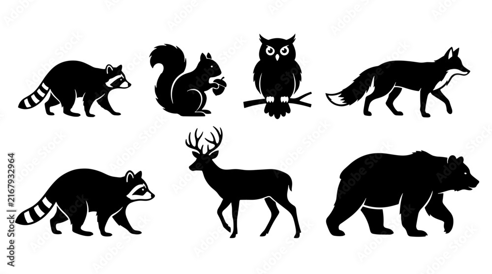 Obraz premium Forest Animals Silhouettes