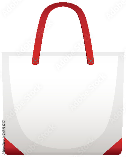 White Tote Bag with Red Handles and Corners