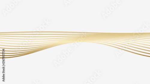 Abstract flowing luxury golden lines creating elegant wave pattern motion graphic on clean white background seamless loop animation for premium design project.