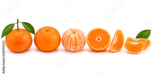 Ripe mandarins or tangerines whole and peeled with mandarin tangerine isolated nutrition refreshment tropical delicious