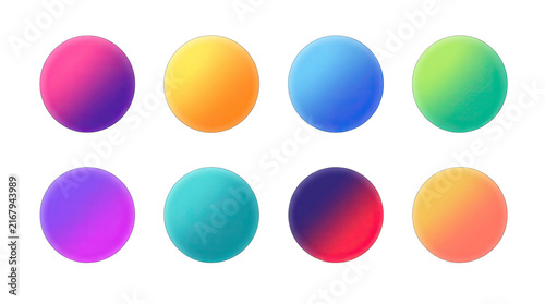 Collection of vibrant gradient spheres on a black background showcasing modern color palettes