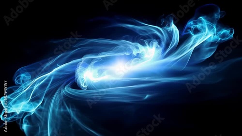 Glowing Blue Smoke Vortex on Black Background