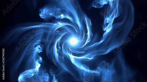 Abstract Blue Smoke Swirl with Glowing Energy