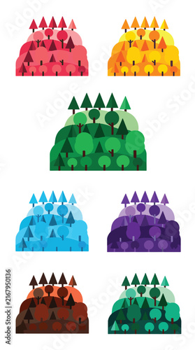 Colorful cartoon igloos with triangular flags on top.