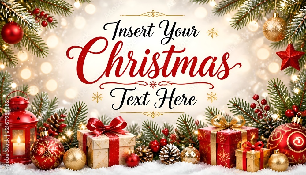 Obraz premium Christmas Card with Ornaments Mockup