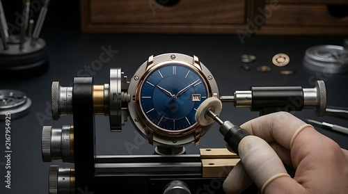 Professional Watchmaker Polishing Luxury Timepiece in Workshop