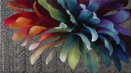 Vibrant Multicolored Leaves Pattern on Fabric.