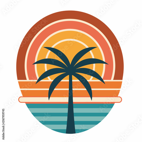 Colorful concentric circle design with geometric pattern and arrow.