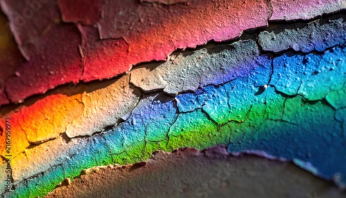 Cracked Rainbow Colorful Background Texture.