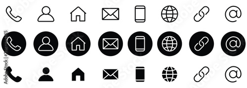 Foto Business card contact information icons set