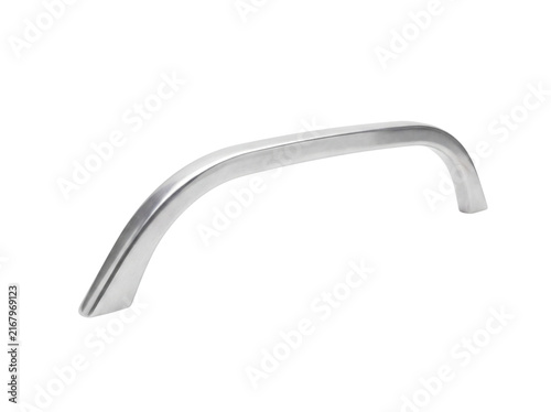 Modern brushed metal cabinet handle isolated on transparent background