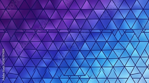 Plakat Triangular mosaic pattern in blue and purple