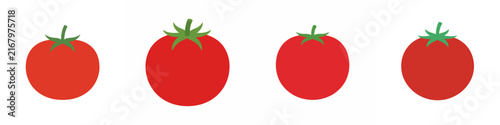 Set of four fresh red tomatoes flat vector illustration isolated