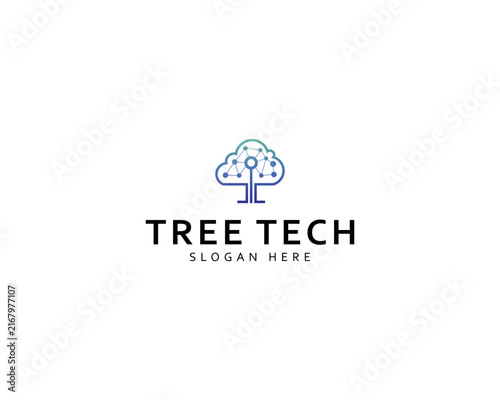 Technology Tree Logo Design - Digital Growth and Innovation Concept