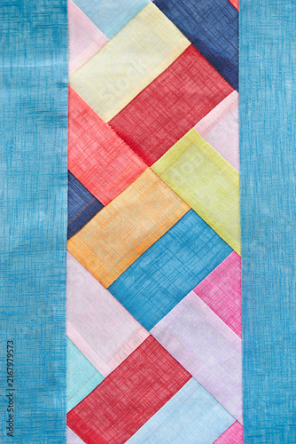 Traditional Korean patchwork cloth known as Jogakbo with colorful ramie fabric patterns