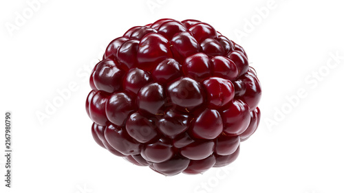 Fresh whole boysenberry with deep purple glossy drupelets and realistic texture, isolated PNG on transparent background