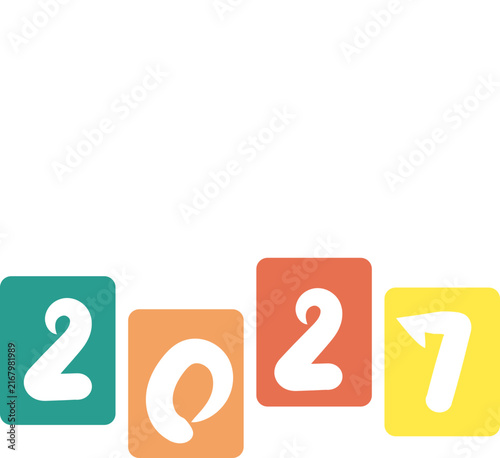 Colorful Hanging 2027 Numbers with Gift Bows, New Year Vector Illustration