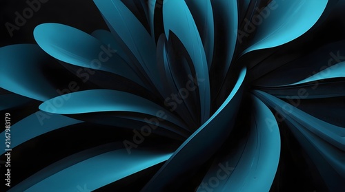 Abstract Flowing Blue 3D Waves on Dark Background