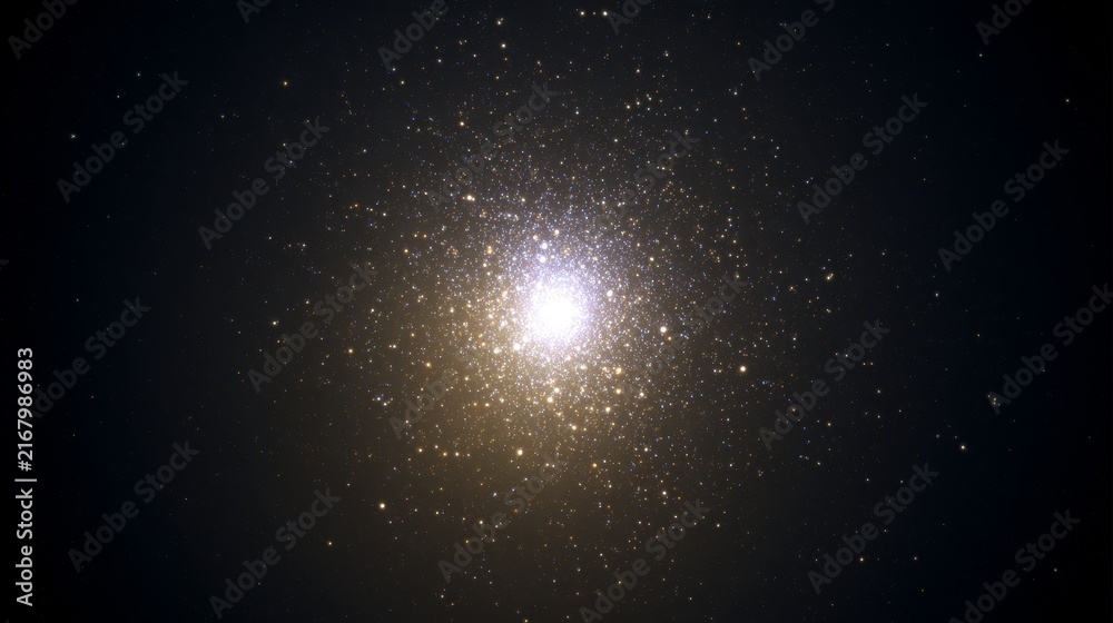 Fototapeta premium M3 globular cluster in Canes Venatici with half a million densely packed stars forming a perfect luminous sphere, brilliant core fading to individual stars in deep space